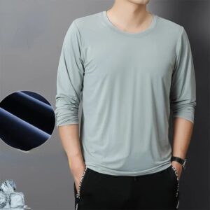 2023 New Men's T-Shirts Long Sleeve Slim Men T-Shirt Young Man Solid Autumn Tops Tees Shirt O-Neck For Male Boys Tshirt